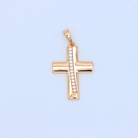 "Rose Gold Cross Pendant with CZ Accents, XPPT1396 - Picture 11 of 13